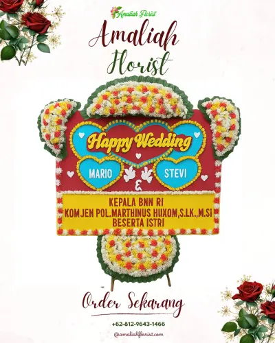 Karangan Papan Bunga Pernikahan di Kalibaru
